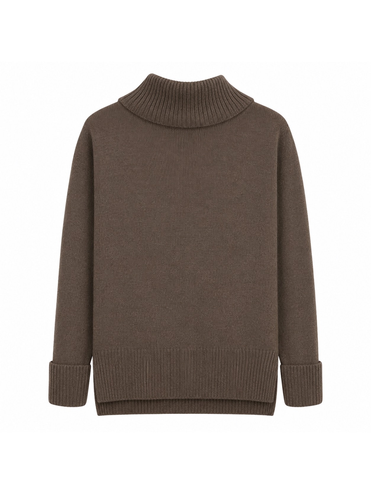 Cashmere Sweater With Turtle Neckline In Brown With Long Cuffed Sleeves Women Xs